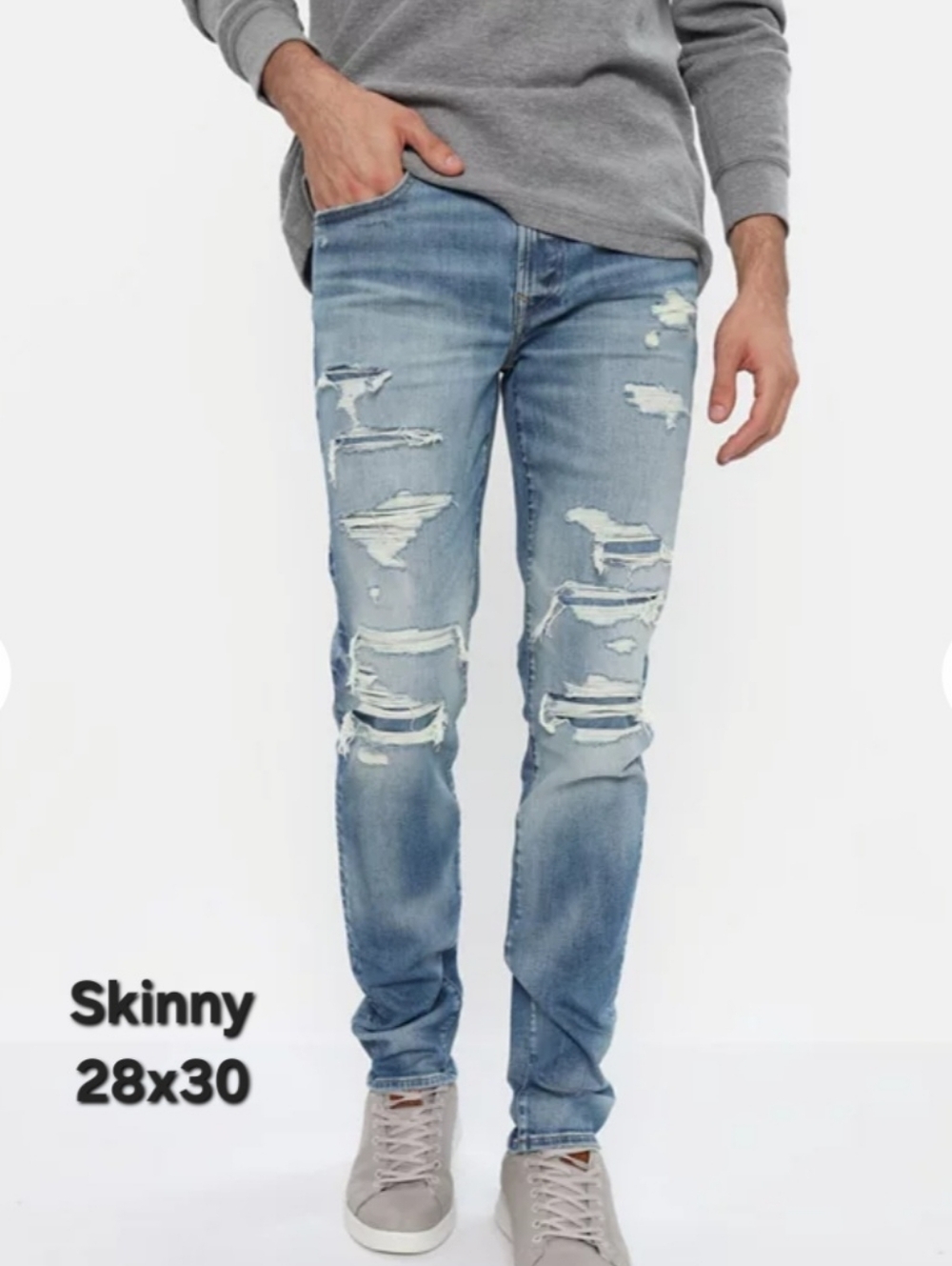 American Eagle AirFlex 360 Ripped Skinny Men's Jeans 28 x 30